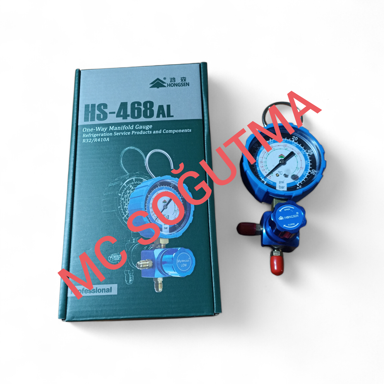 HONGSEN HS-468AL TEKLİ MANİFOLD R32/R410 HORTUMSUZ MAVİ