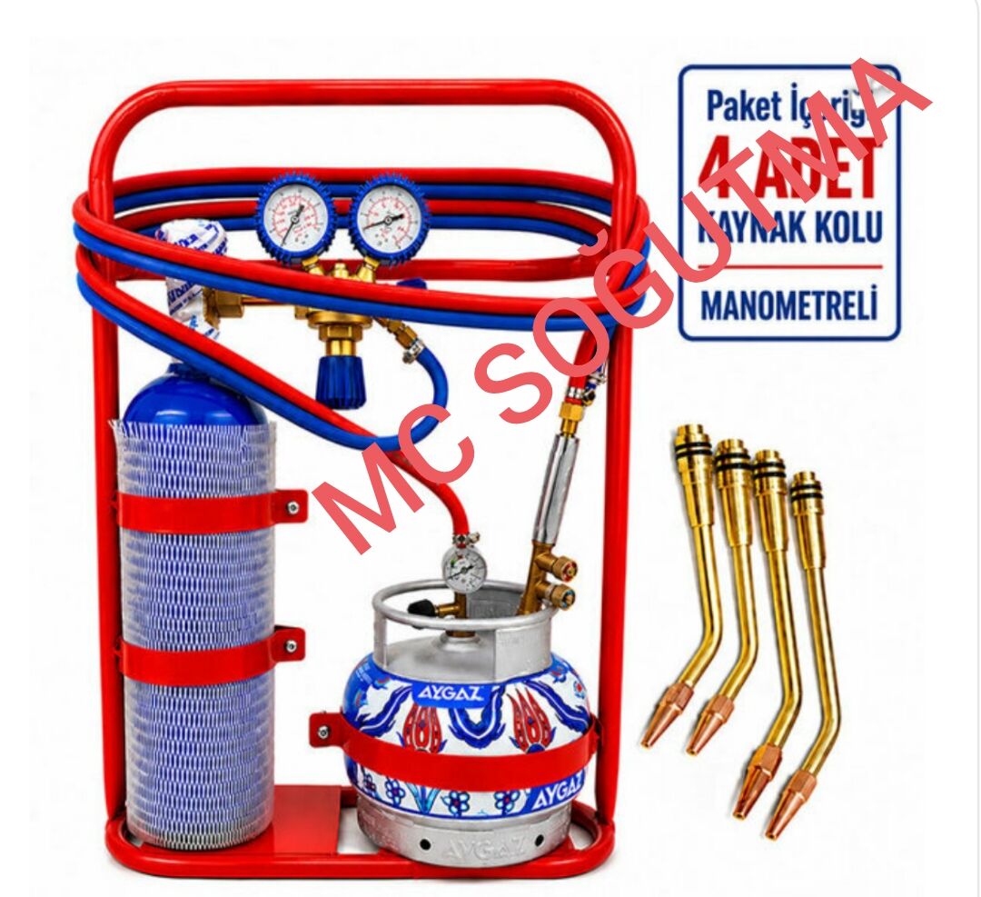 OKSİJEN KAYNAK SETİ 6 LT PİKNİK TÜPLÜ MANOMETRELİ (4 Adet Kaynak Kollu)
