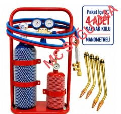 OKSİJEN KAYNAK SETİ 6 LT PROPANLI MANOMETRELİ (4 Adet Kaynak Kollu)