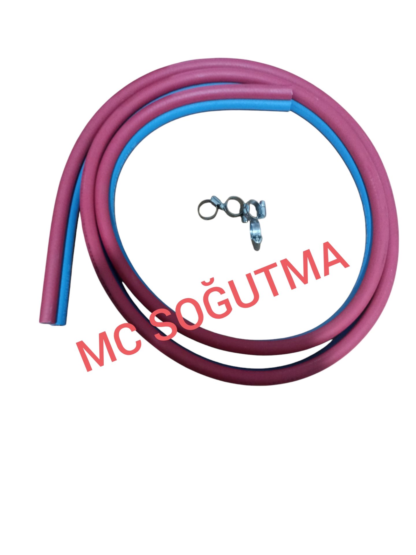 OKSİJEN ŞALAMA HORTUMU KELEPÇELİ TAKIM 8*8 YANMAZ, ÇİFTLİ (2,5 MT) SEL