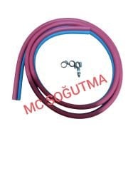 OKSİJEN ŞALAMA HORTUMU KELEPÇELİ TAKIM 8*8 YANMAZ, ÇİFTLİ (2,5 MT) SEL