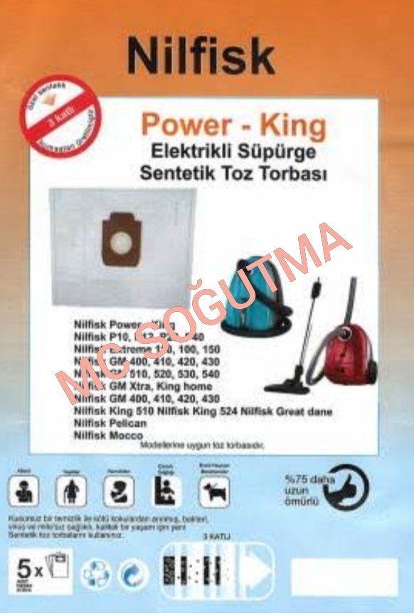 TORBA NILFISK POWER SÜPÜRGE SMS BEZ 5Lİ